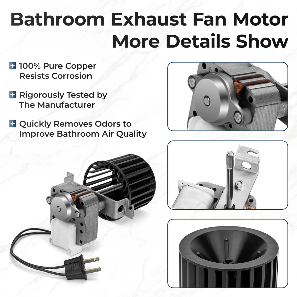 【Upgraded】 S97009796 Bathroom Replacement Fan Motor Blower Assembly Compatible with Br-oan Nu-Tone Bulb Heaters 162-E、G、J、K、L、M and 164-E、G、J、K、 L、M, Bathroom Exhaust Vent Fan Motor by Fetechmate