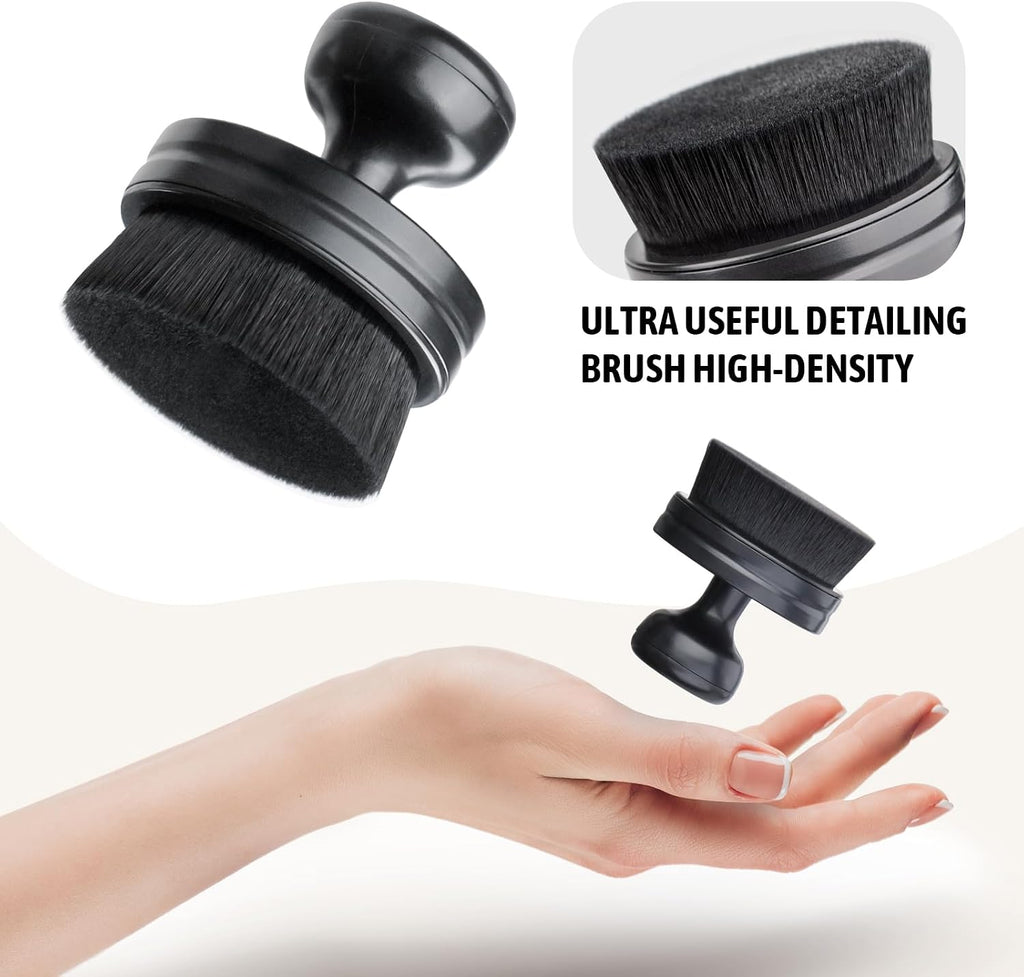 Car Tire Shine Applicator,Vegan Tire Shine Brush with Stand for Auto Detailing Cleaning Service (Black)