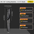 CoCud Drill Bit 29/32" Diameter 3/4" Shank 3-Flat 4241 118° HSS