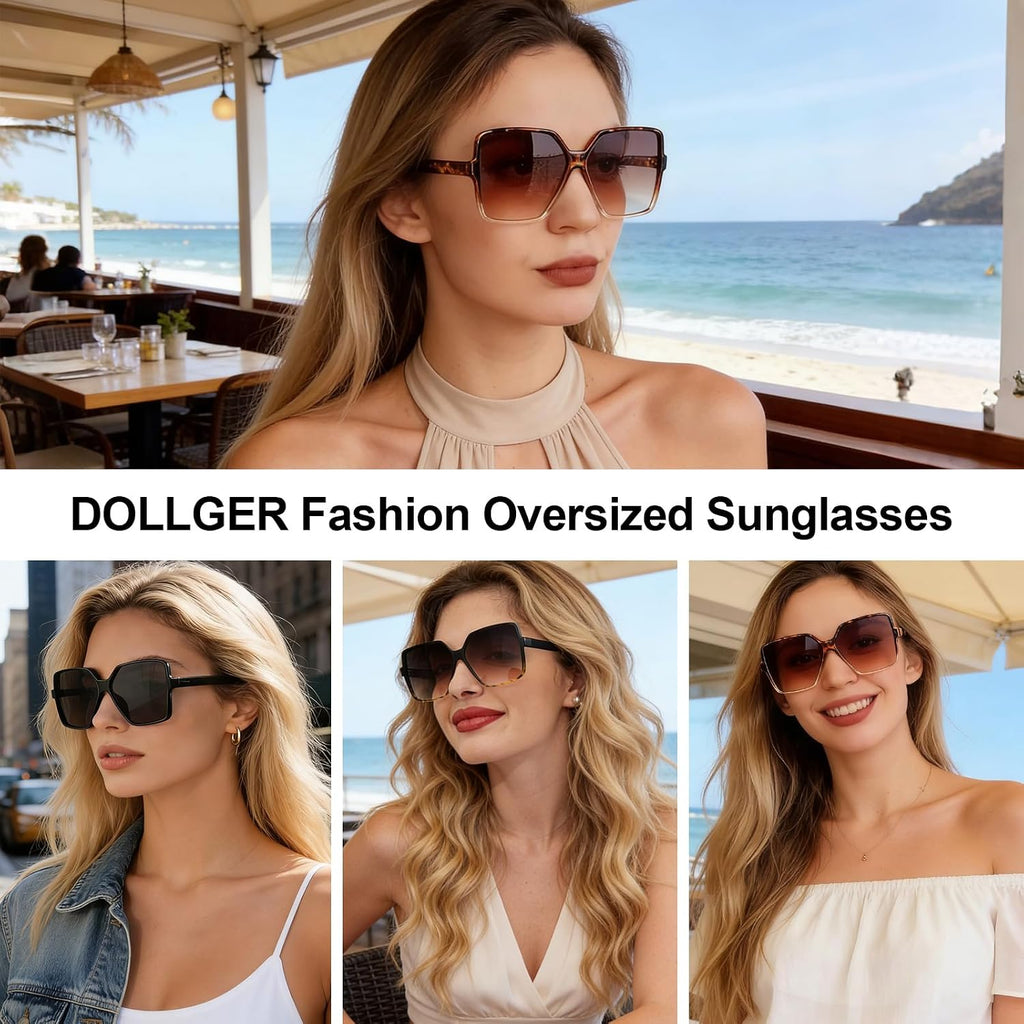 Oversized Square Sunglasses for Women Big Large Wide Trendy Shades | UV400 Protection Extra Huge Black Fashion Sun