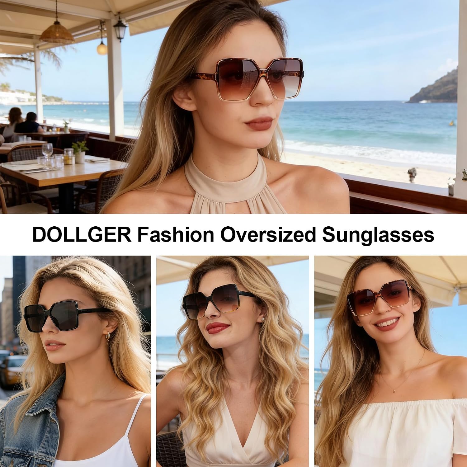 Oversized Square Sunglasses for Women Big Large Wide Trendy Shades | UV400 Protection Extra Huge Black Fashion Sun
