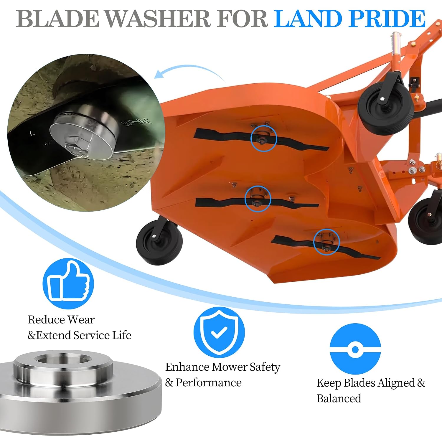Lawn Mower Blade Mounting Washer, 804-110C Blade Washer for Land Pride Finish at FD AFM Series, Stainless Steel