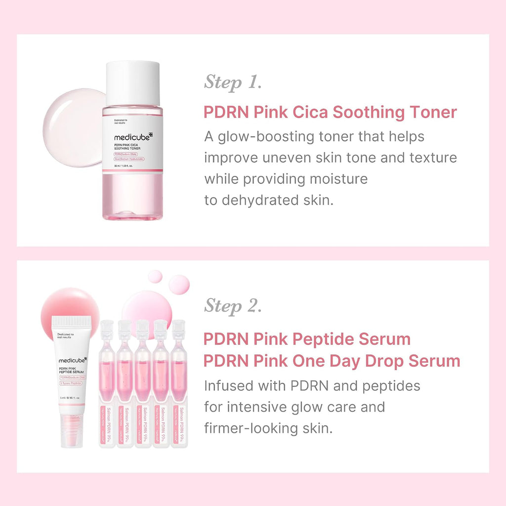 Salmon DNA PDRN Trial Kit | Glass Glow Mini Skincare Set with Toner, Serum & Sheet Mask for Hydrating, Firming