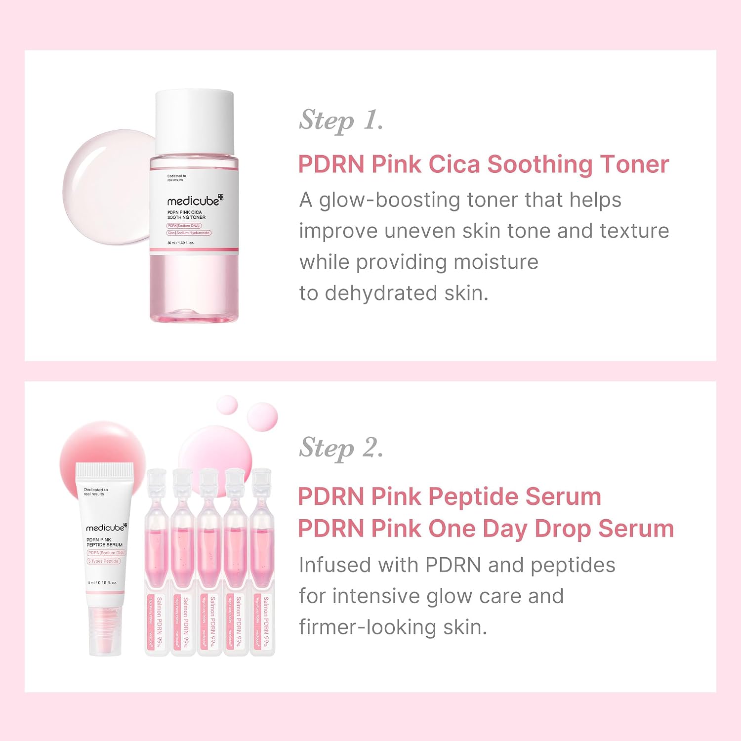 Salmon DNA PDRN Trial Kit | Glass Glow Mini Skincare Set with Toner, Serum & Sheet Mask for Hydrating, Firming