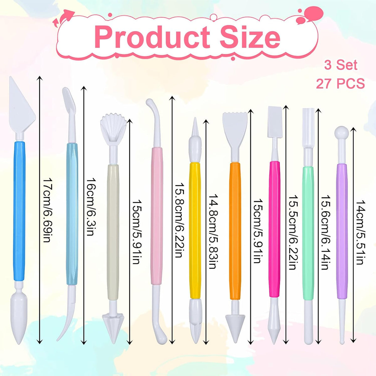 3 Set Air Dry Clay Tools, Fondant Sculpting Tool Set, Polymer Clay Tools for Modeling Decorating Tool, Clays