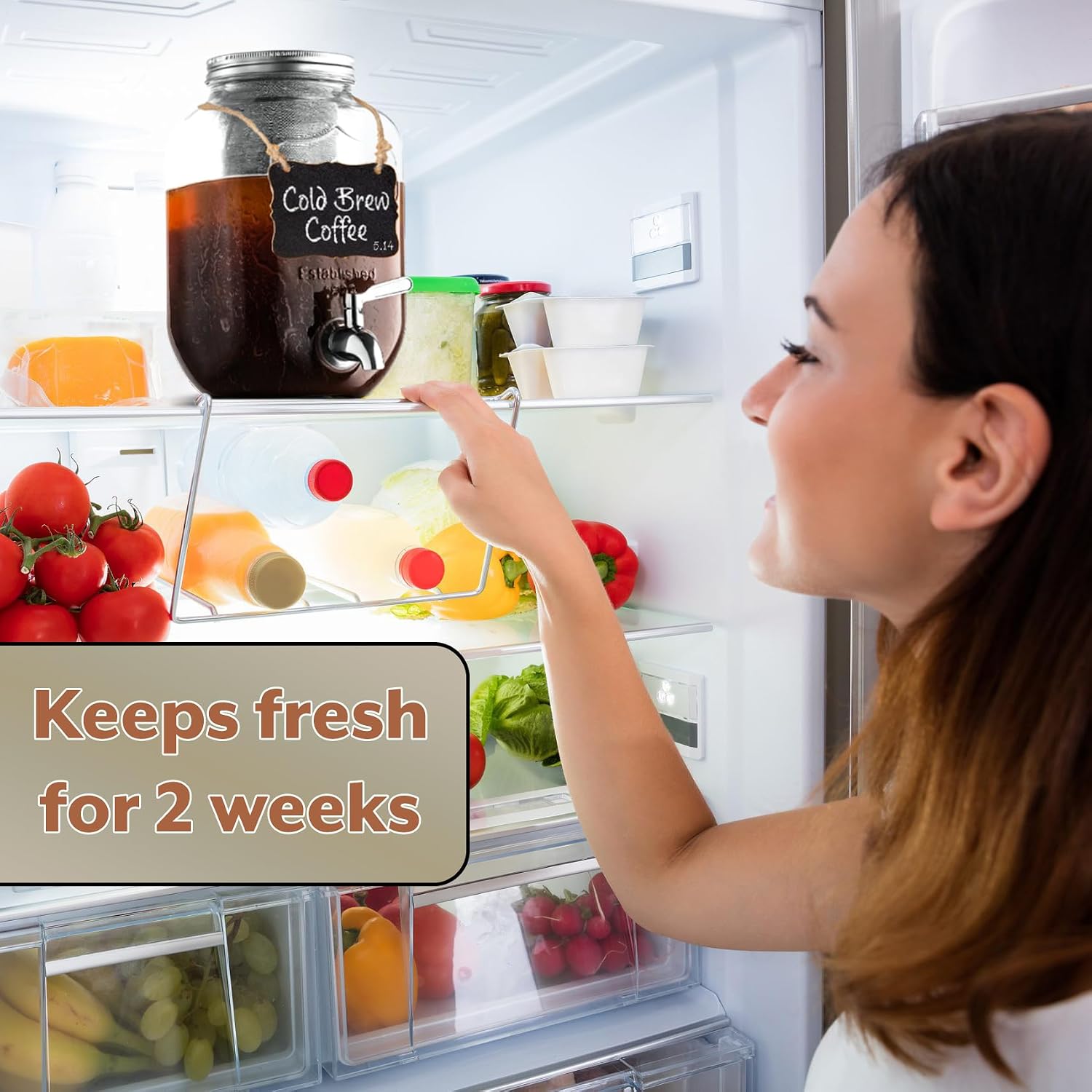1 Gallon Cold Brew Coffee Maker - 3rd Generation Fine Mesh Filter - Stainless Steel Spigot - Extra Thick Large Glass