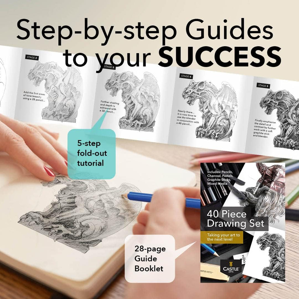 40 Piece Premium Drawing and Sketching Set with Tutorial | for Artists, Professionals or Beginners | Pencils