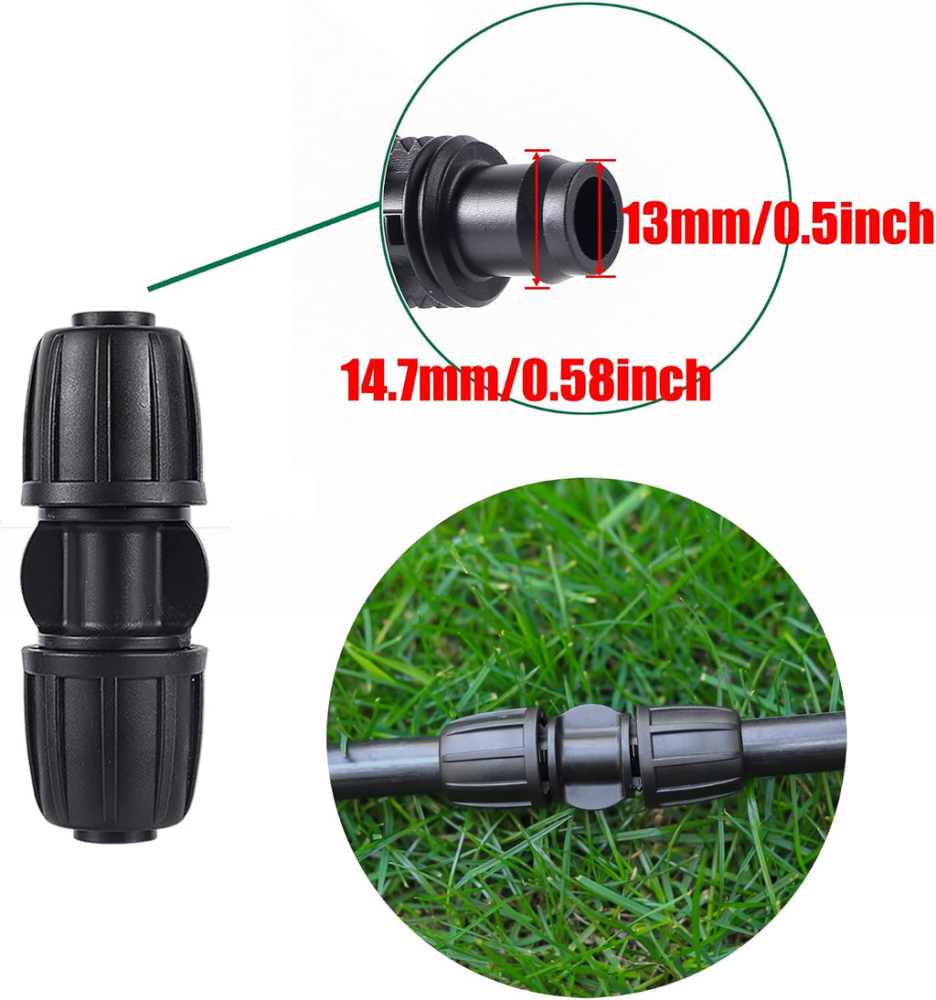 10 Pack 1/2 inch Irrigation Fittings Coupling Connectors Anti-Drip