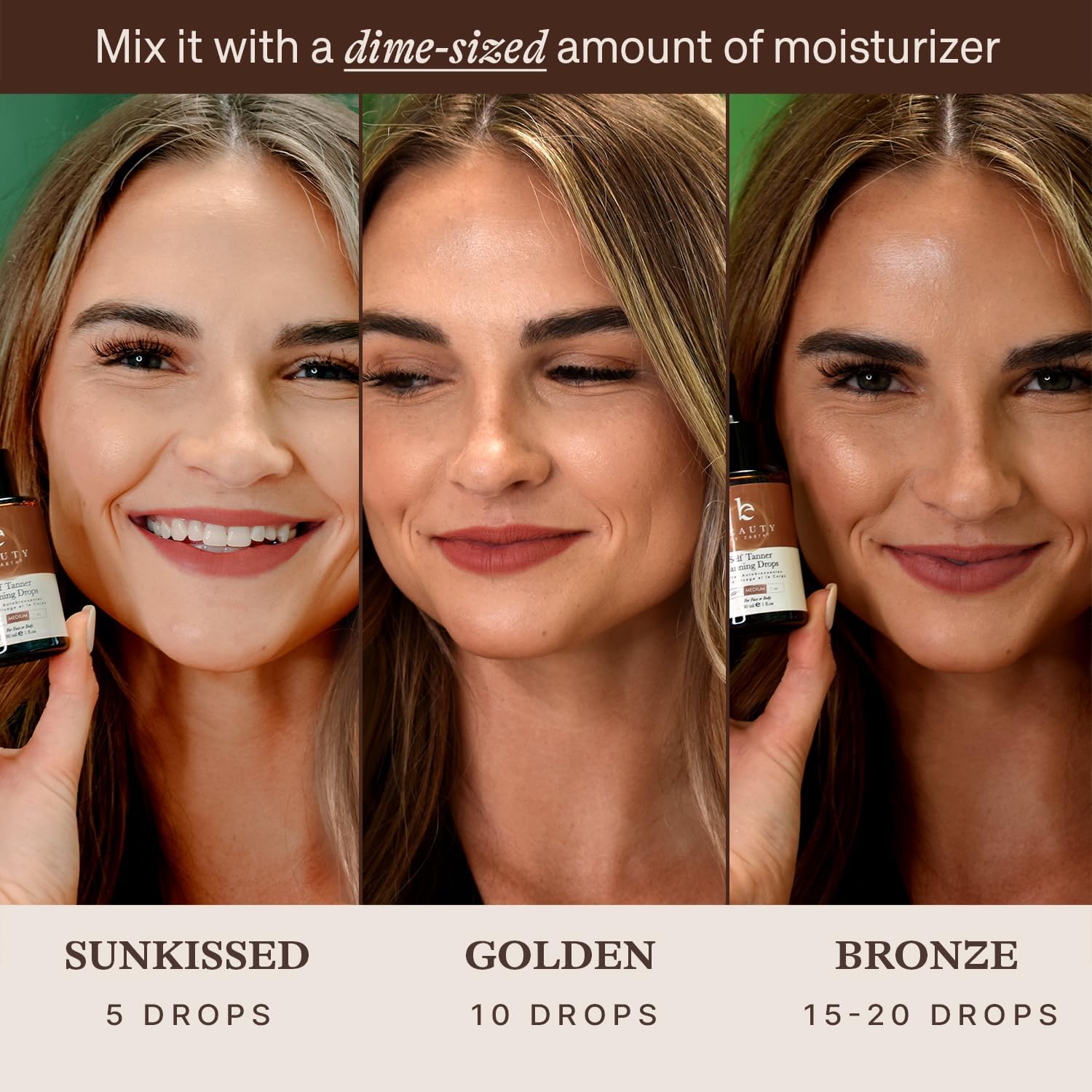 Self Tanning Drops for Face - USA Made with Organic & Natural Ingredients | Ultra Dark Face Tanning Drops to Add to