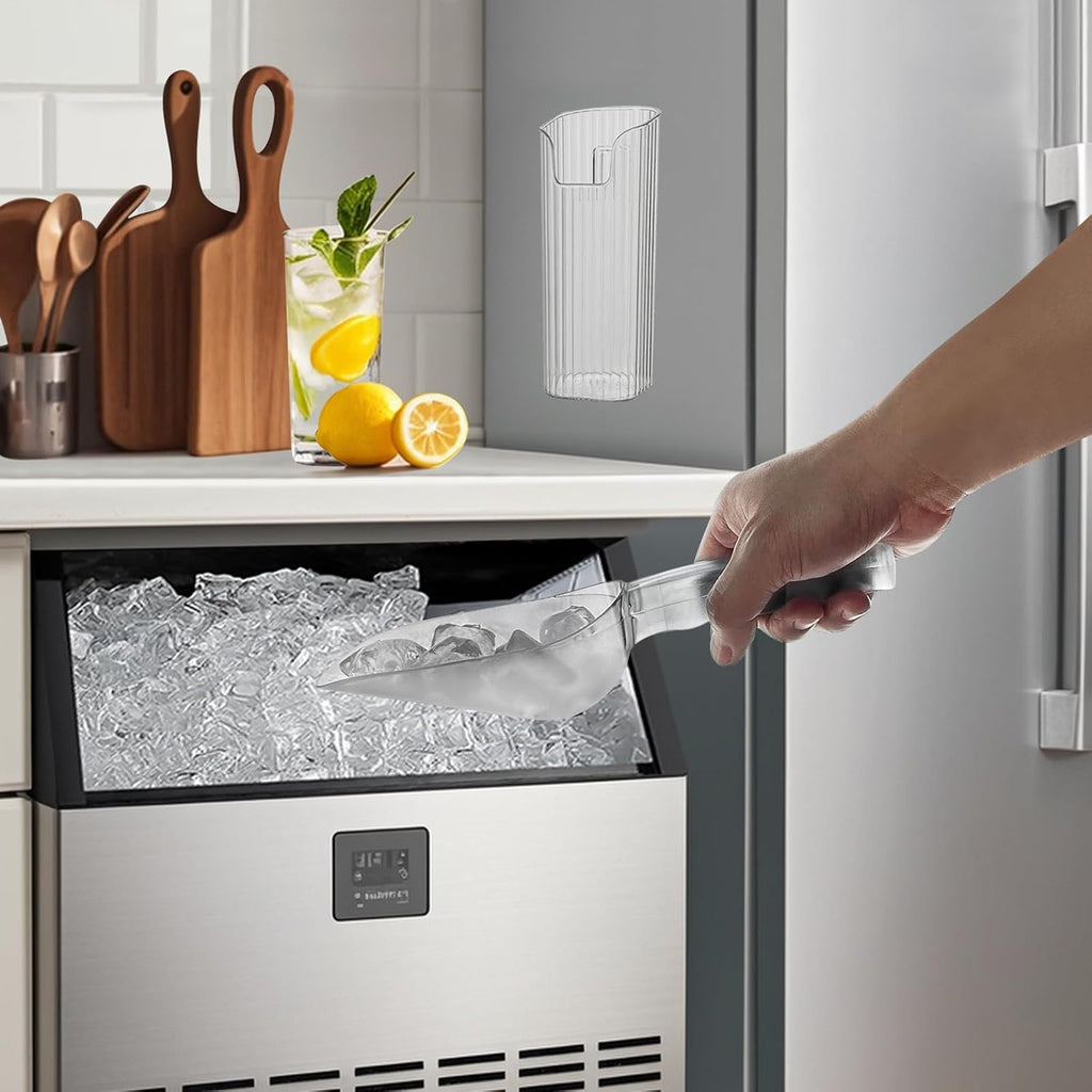 Ice Scoop With Holder - Removable Plastic Scoop for Freezer, Kitchen Countertop Ice Maker, Commercial Machine
