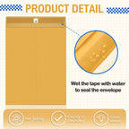 25 Pcs Manila Envelopes Large Clasp Envelope, 10x14 Inch, Golden