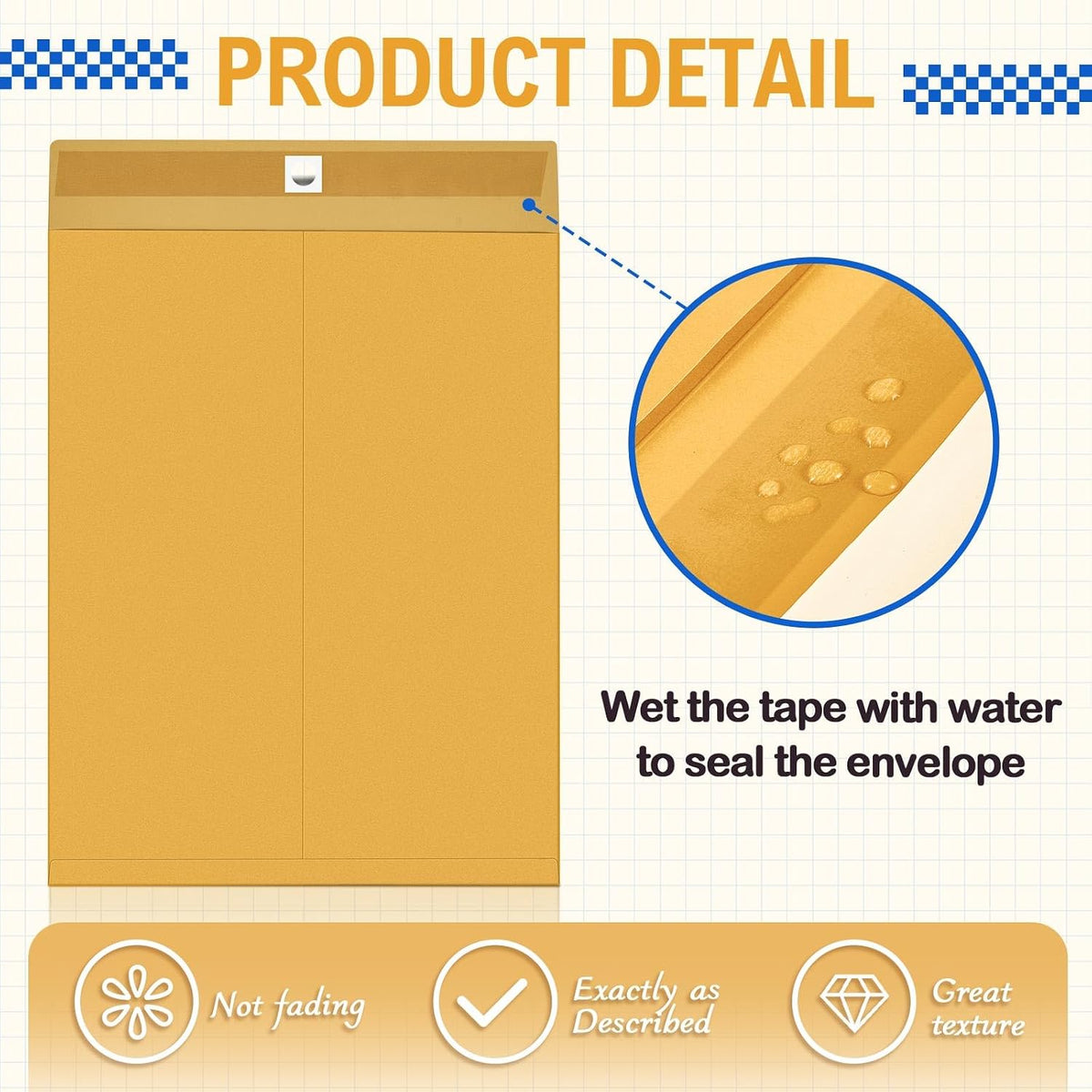25 Pcs Manila Envelopes Large Clasp Envelope, 10x14 Inch, Golden