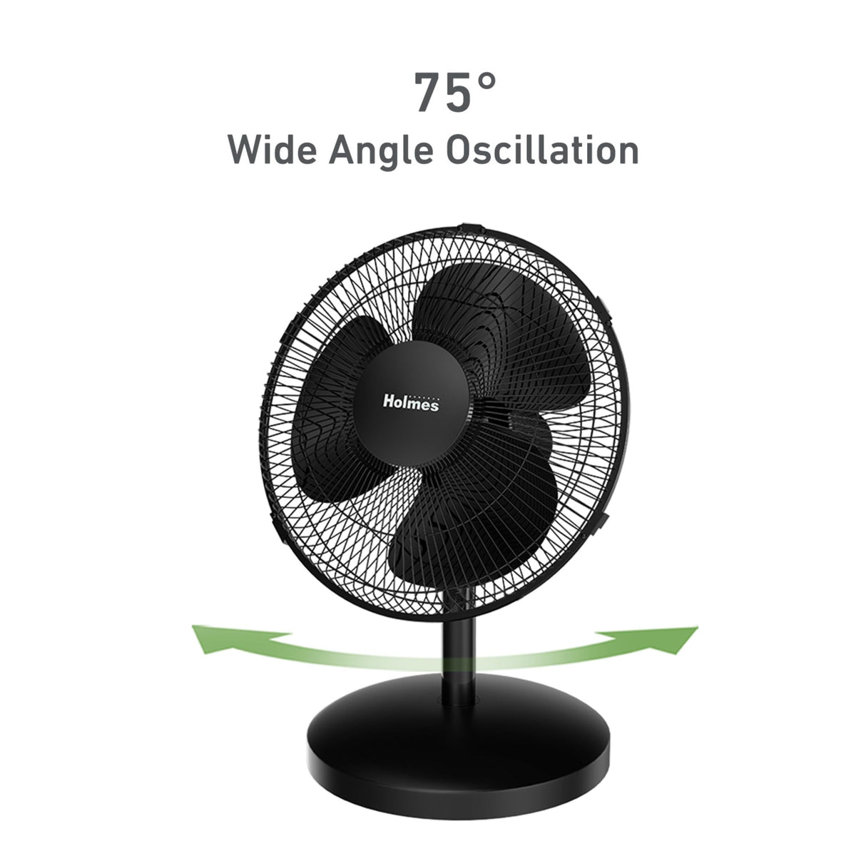 12" Oscillating Table Fan 3-Speed Adjustable 15° Tilt Quiet