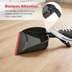 Broom and Step-on Dustpan Set, 59-in Adjustable Long Handle Broom with Dustpan Combo Set Outdoor Angle Broom for
