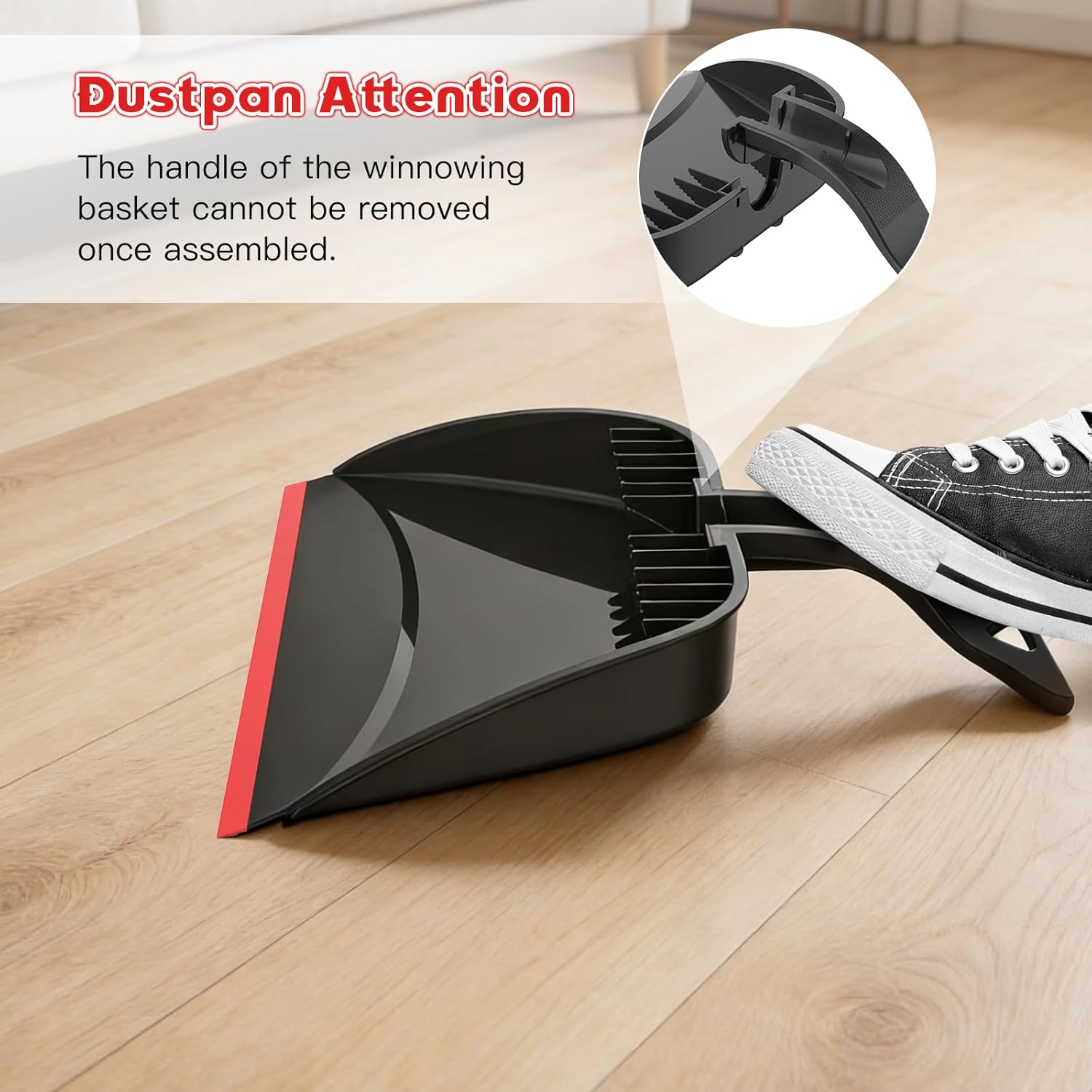 Broom and Step-on Dustpan Set, 59-in Adjustable Long Handle Broom with Dustpan Combo Set Outdoor Angle Broom for