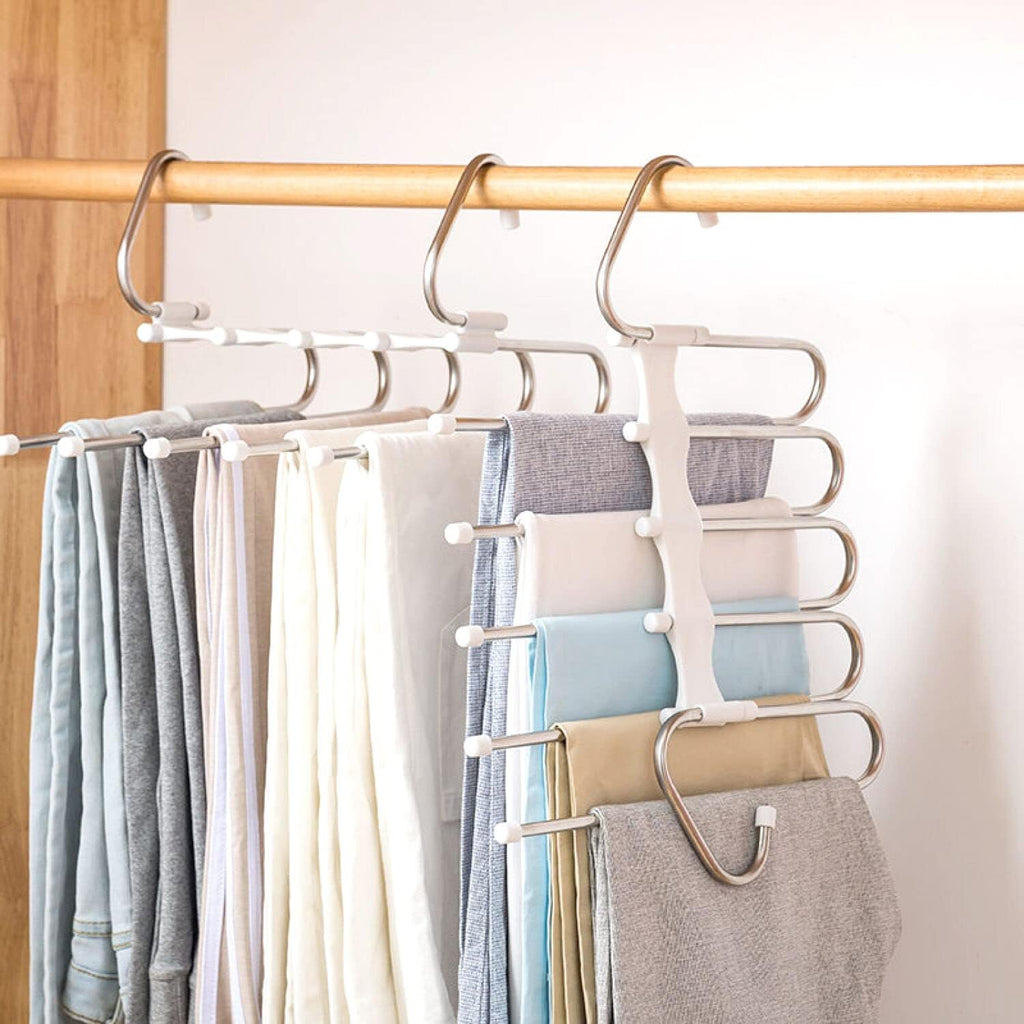 Pants Hangers 2 Pack Space Saving Metal Closet Organizer,Clothes Pants Hangers,Anti-Slip Design,Closet Organizers and