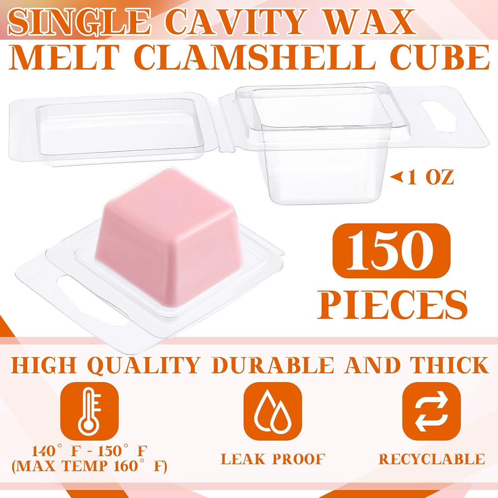 Wax Melt Molds Clear Empty Plastic Wax Melt Clamshells Container Pet Single Cube 1 oz Candle Molds for DIY Chocolates