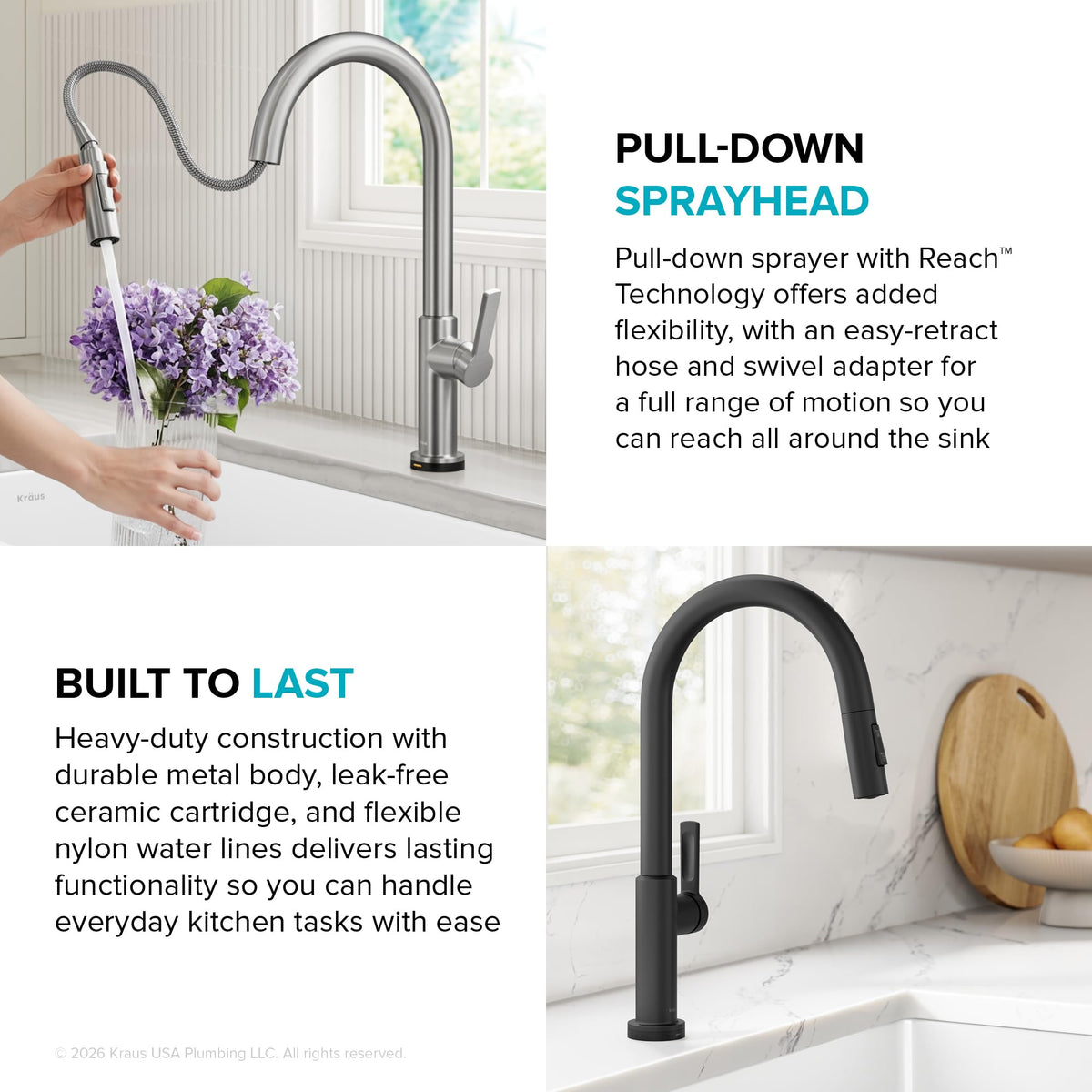 Oletto Touch Kitchen Faucet with Pull Down Sprayer in Matte Black
