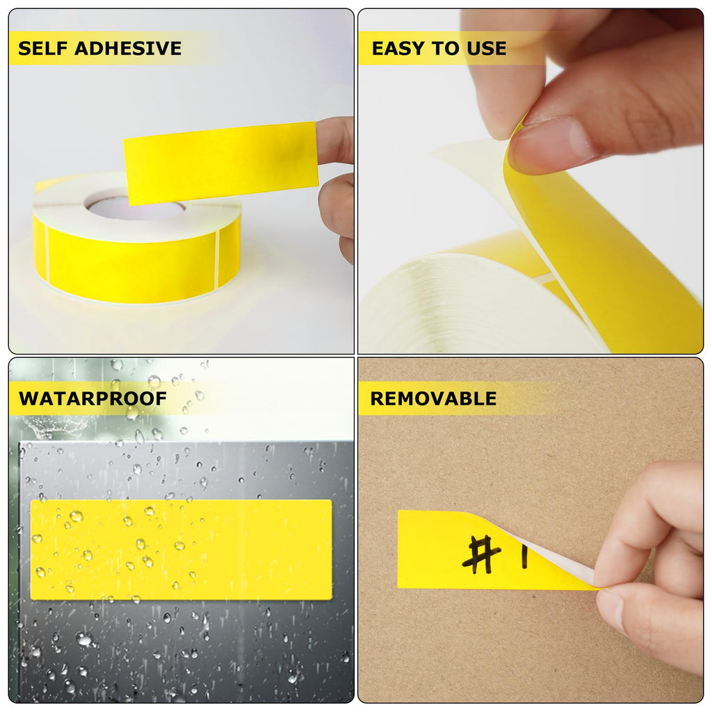 Yellow Rectangle Labels 3" x 1" Color Coding Stickers Roll 500 Pcs