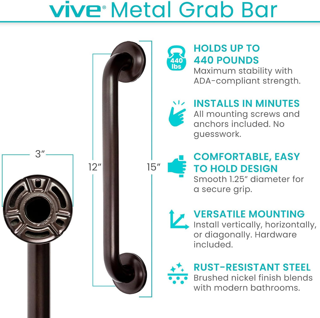 Grab Bar for Showers - Bathroom Antislip Handrail for Seniors, Elderly Assistance Product, Heavy Duty Shower Handles