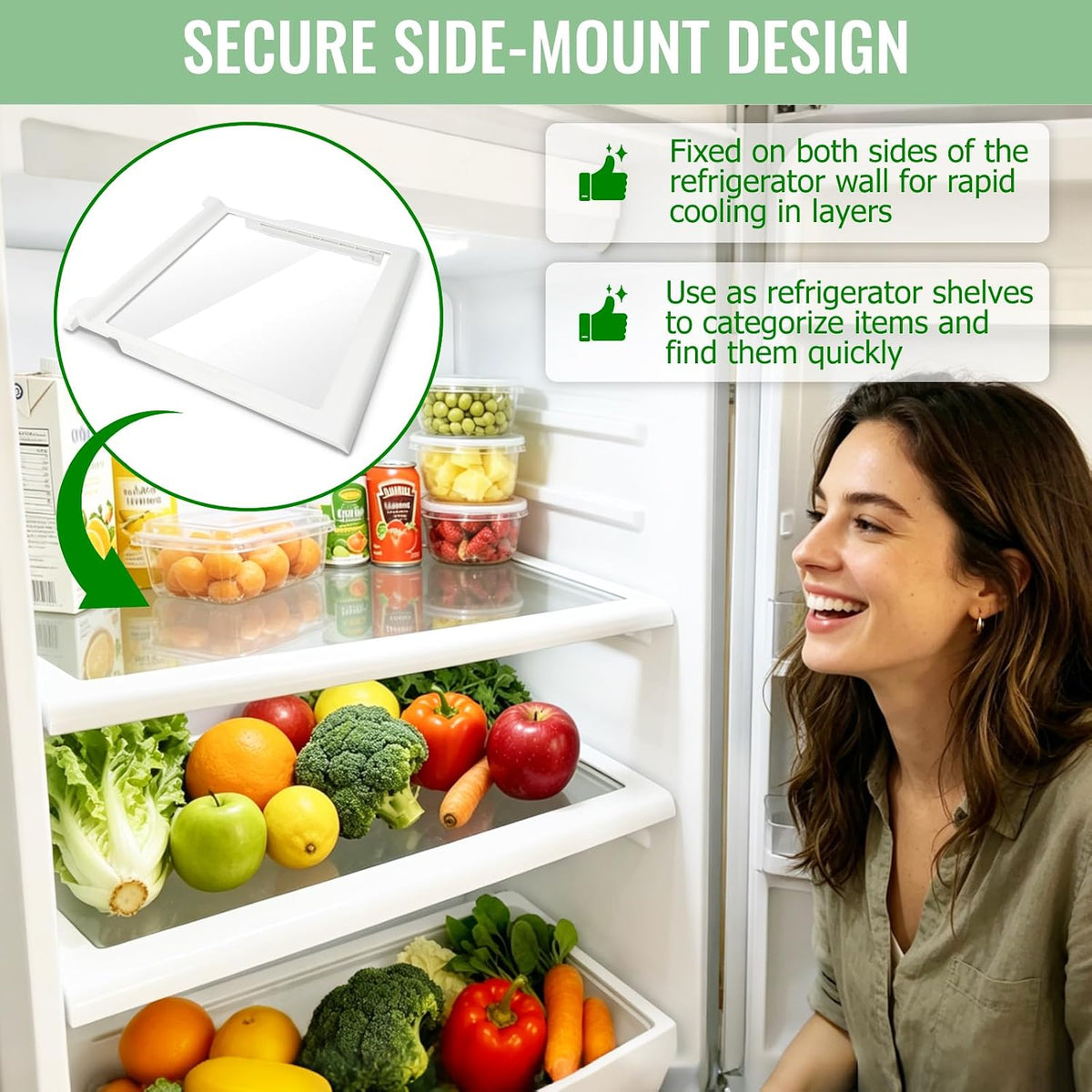 W10276341 Spill-Safe Refrigerator Glass Shelf Assembly Compatible with Whirlpool Kenmore Maytag KitchenAid Amana -Replaces AP6018409 PS11751711,1566982