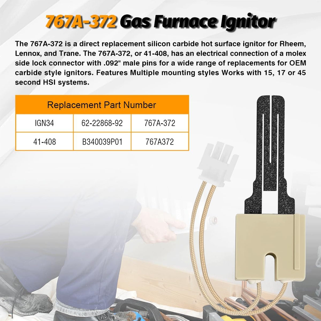 767A-372 Furnace Hot Surface Ignitor for Robertshaw 41-408 Igniter 41-411