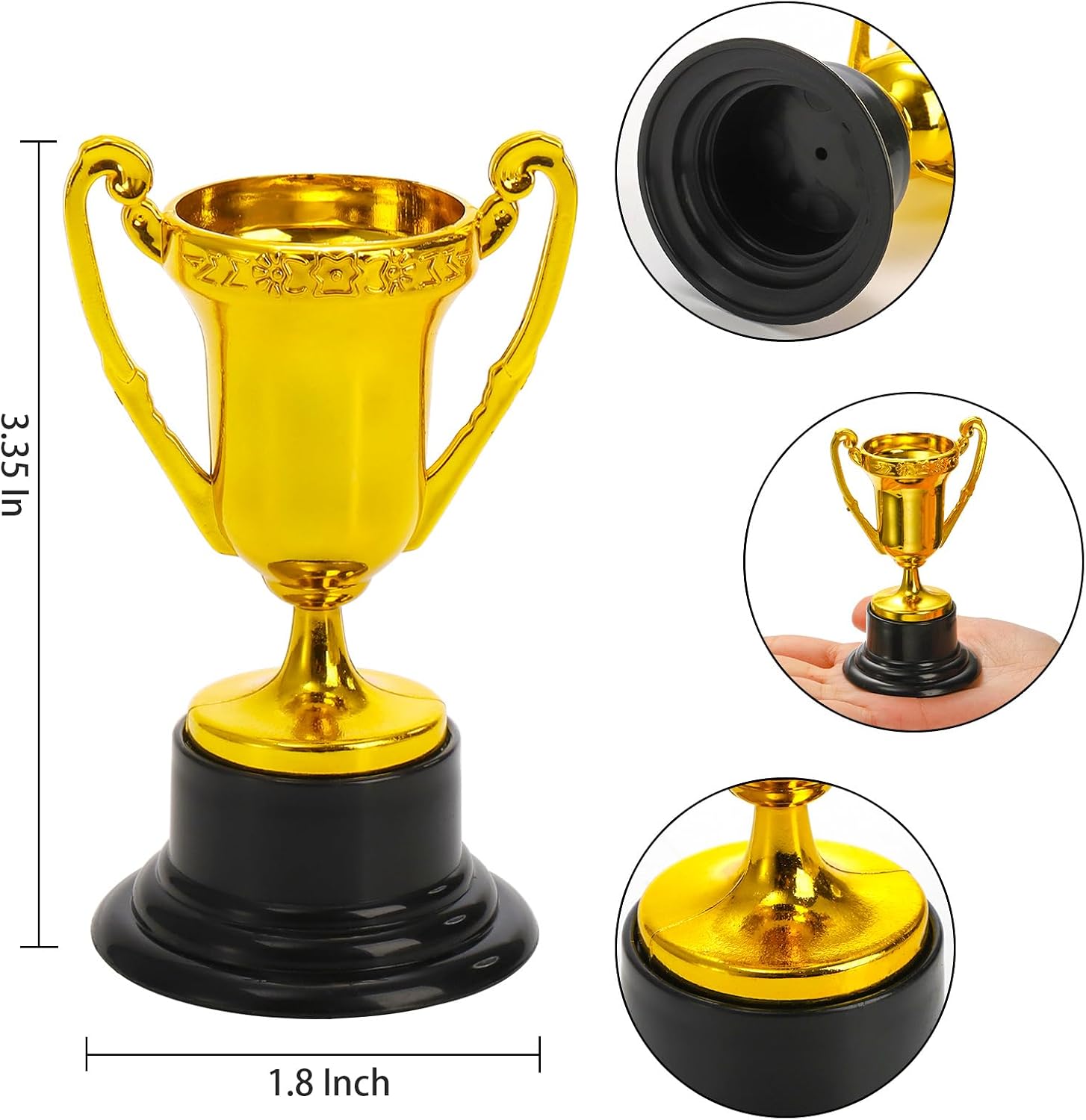 50 Pack Mini Trophies for Awards, Plastic Gold Award Trophy Cups for Kids Participation Trophy Cup Bulk for Party