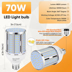 70W LED Corn Light Bulb(6 Pack),(700 Watt Equivalent) Fanless E26/E39 Medium/Large Mogul Base LED Cob Lamp 5000K