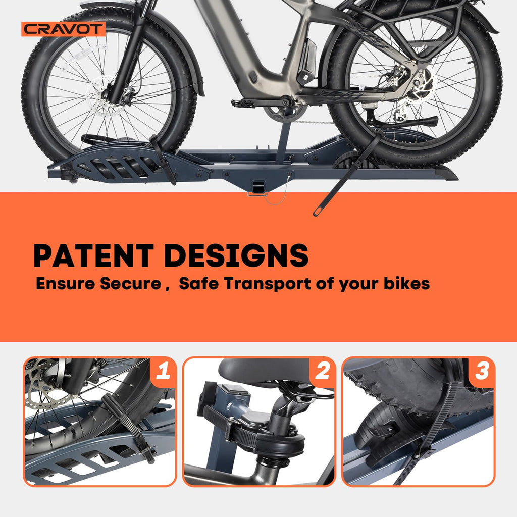 CyberRack E2 Hitch 2 E-Bike Rack with Ramp,200 lbs Capacity