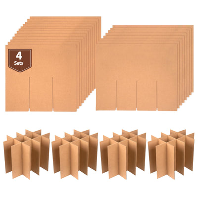 4 Sets of Glass Dividers for Moving Boxes Packing Boxes Kit for Dishes Wine Boxes for Packing Supplies for Moving