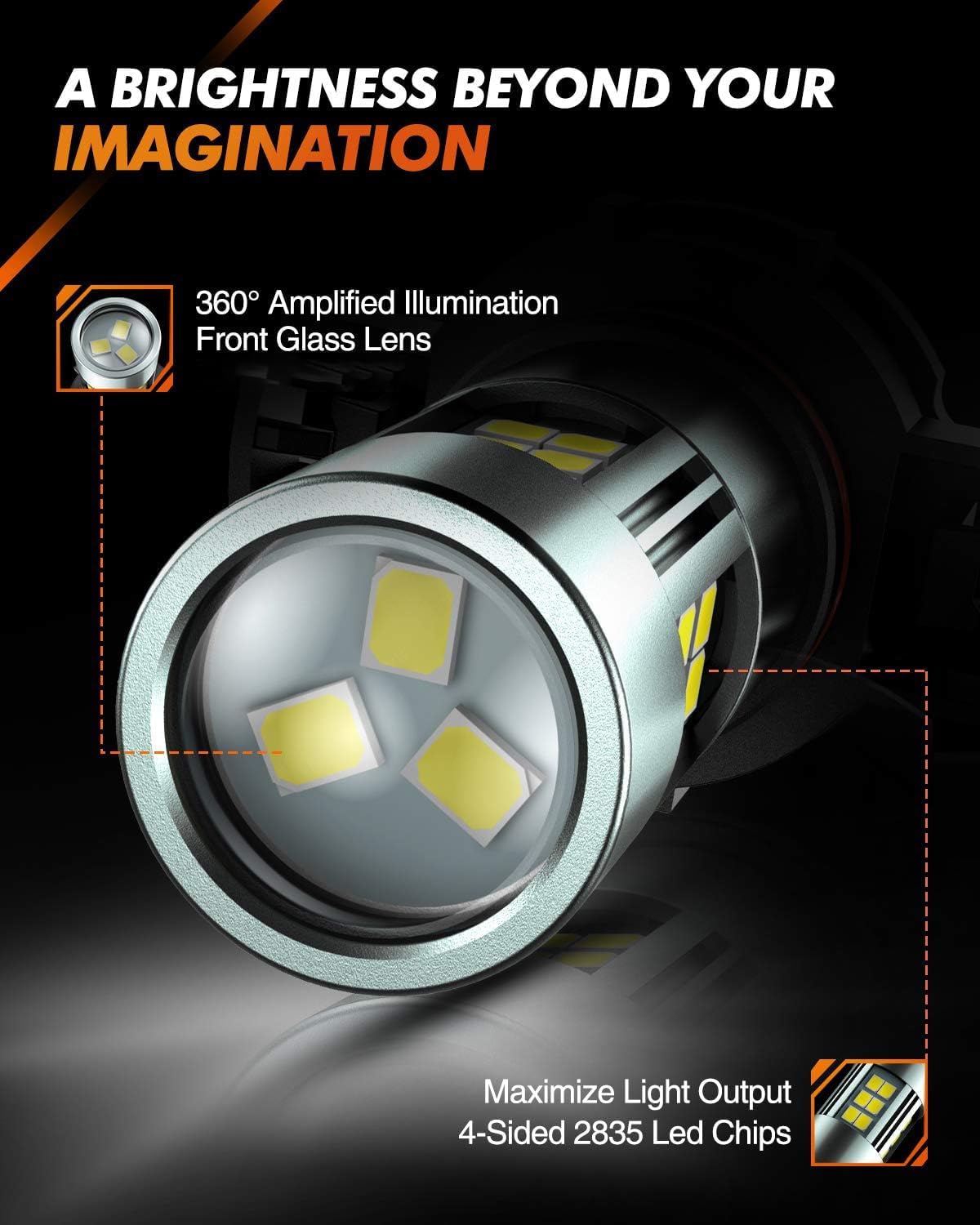 5202 LED Fog Light Bulbs, 6000K Xenon White, 27 SMD Chips DRL Bulbs, 5202 5201 PS19W PS24W 9009 LED Fog Light, Pack of 2