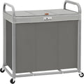 3 Section Laundry Sorter, 60 Gal. Laundry Hamper Cart with Heavy Duty Rolling Lockable Wheels and Removable Bags