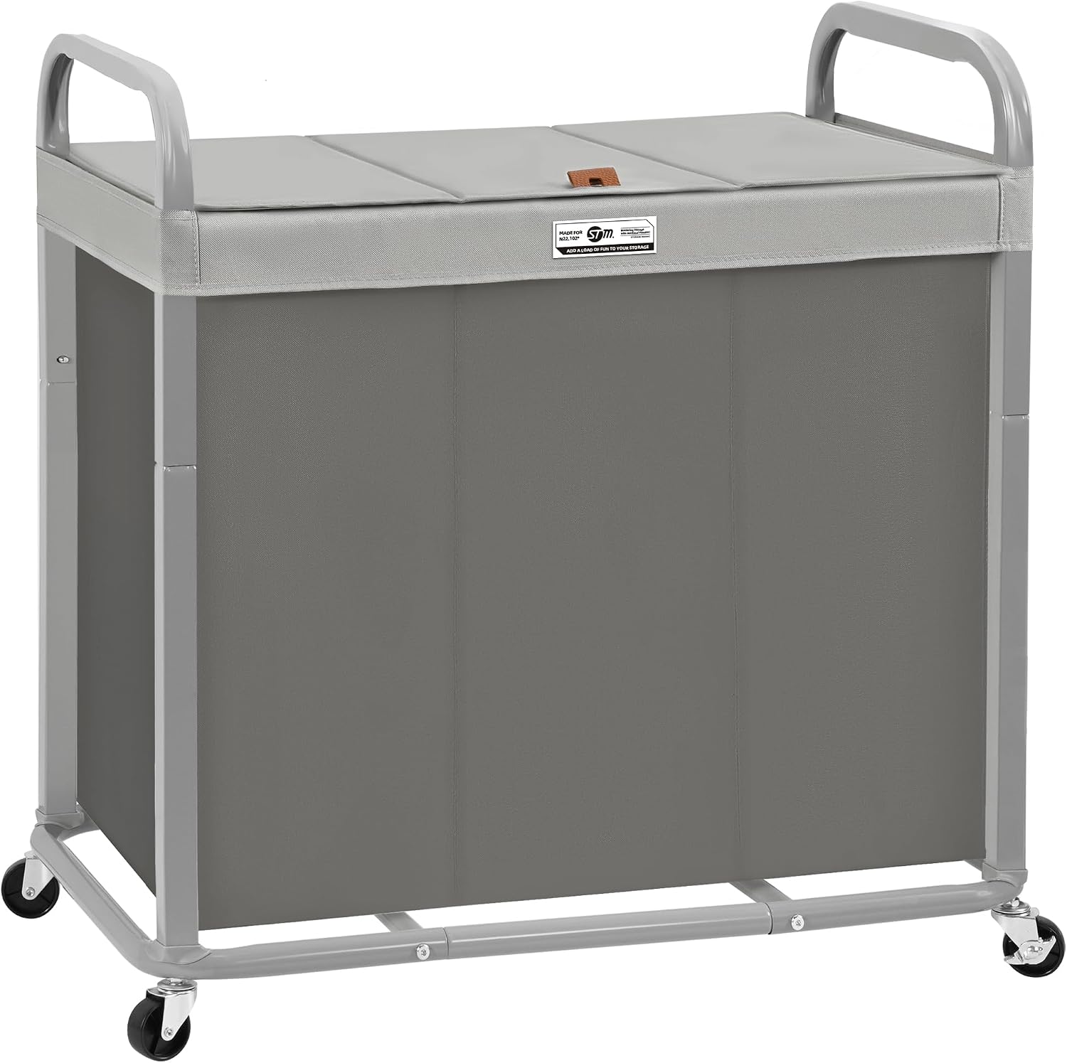 3 Section Laundry Sorter, 60 Gal. Laundry Hamper Cart with Heavy Duty Rolling Lockable Wheels and Removable Bags