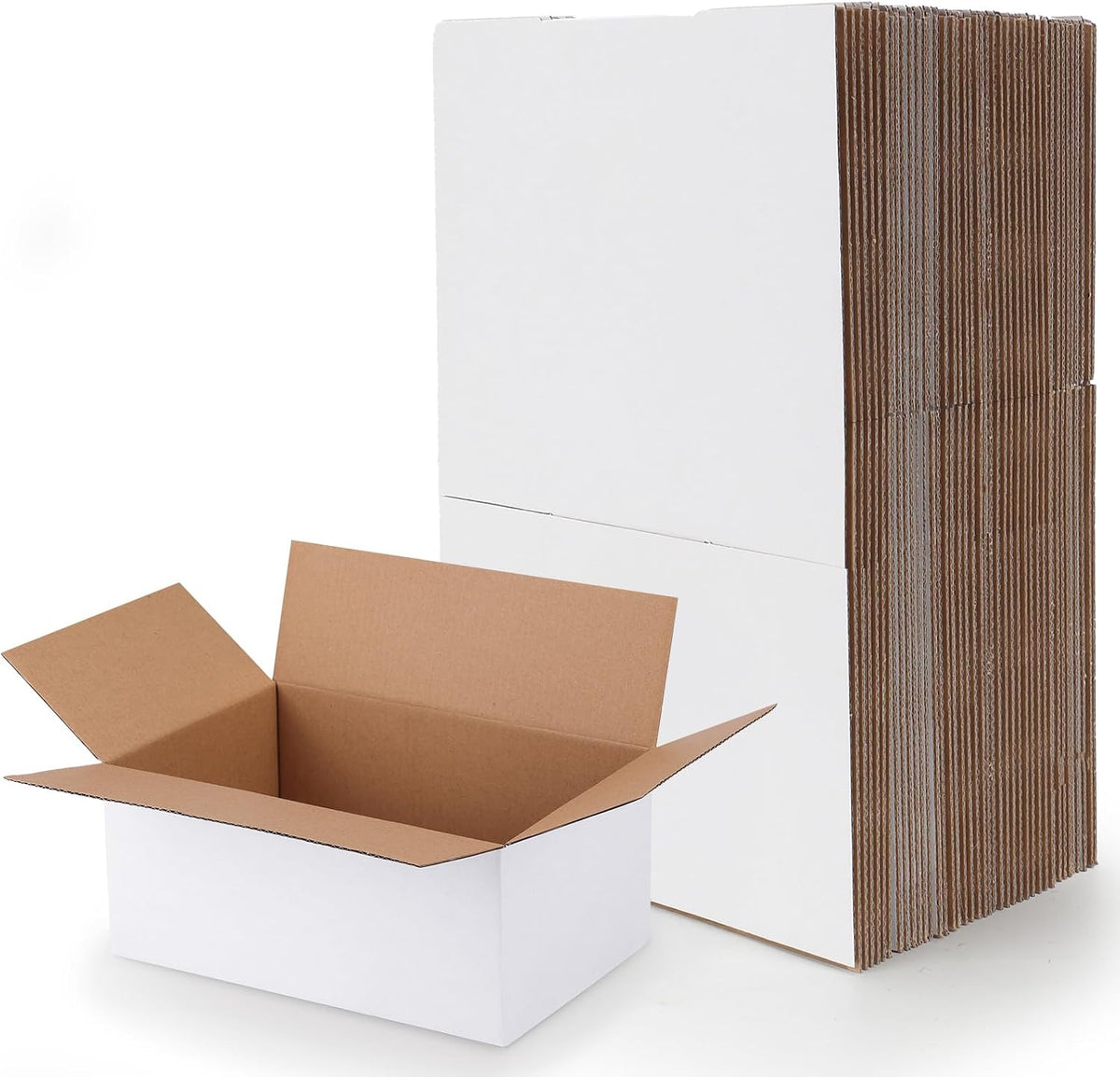 9x6x4 Shipping Boxes Set of 40, White Corrugated Cardboard Box