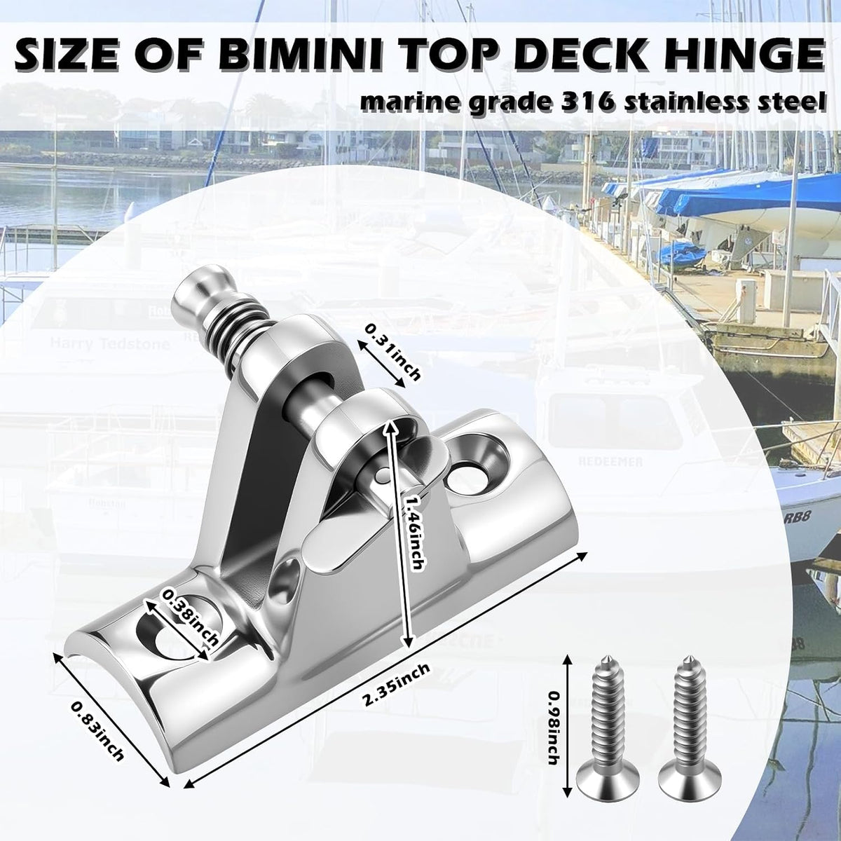 Arrowbash 4 Pack Bimini Deck Hinge Quick Release, 316 Stainless Steel