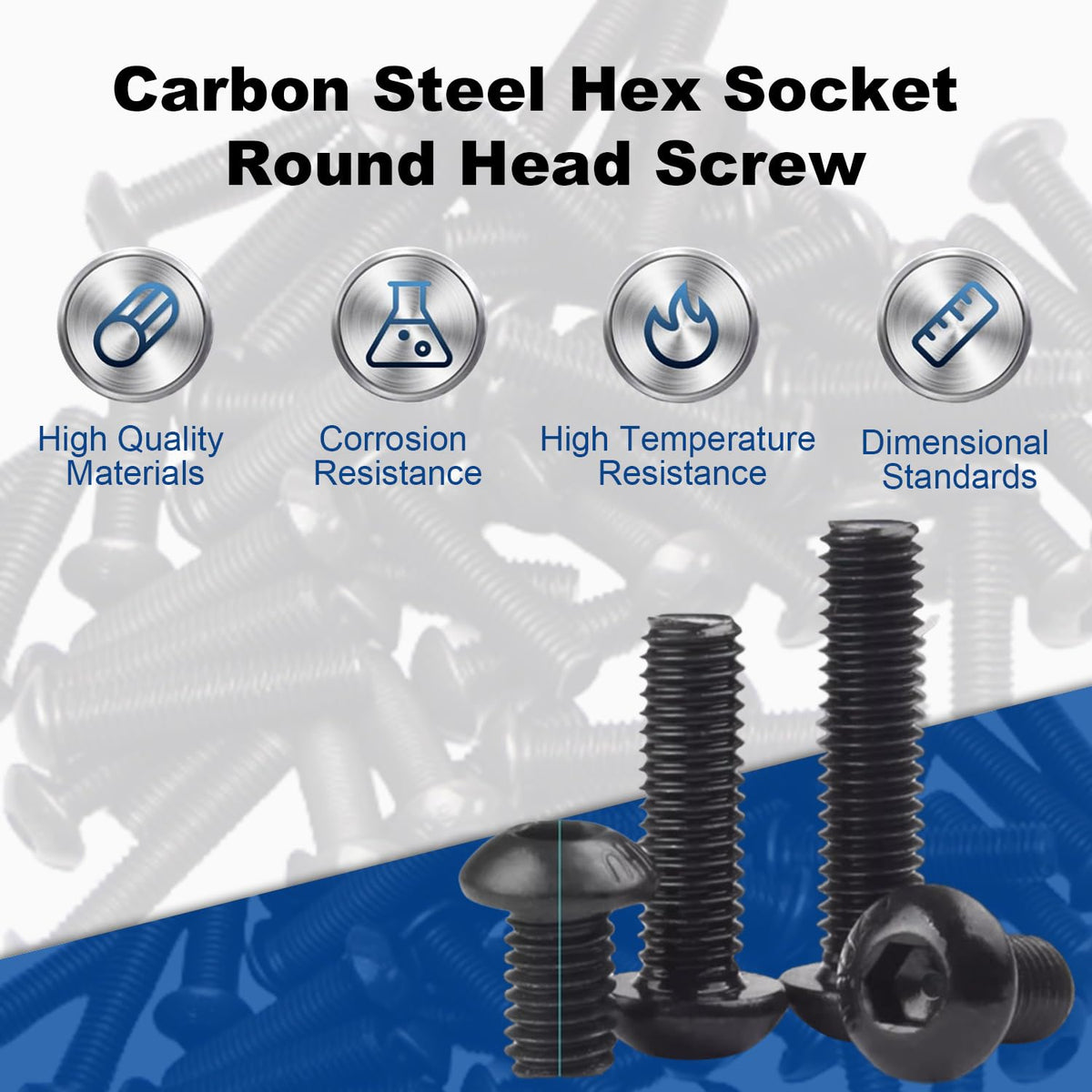 100Pcs M4 x 8mm Button Head Socket Cap Screws, Alloy Steel 10.9 Grade