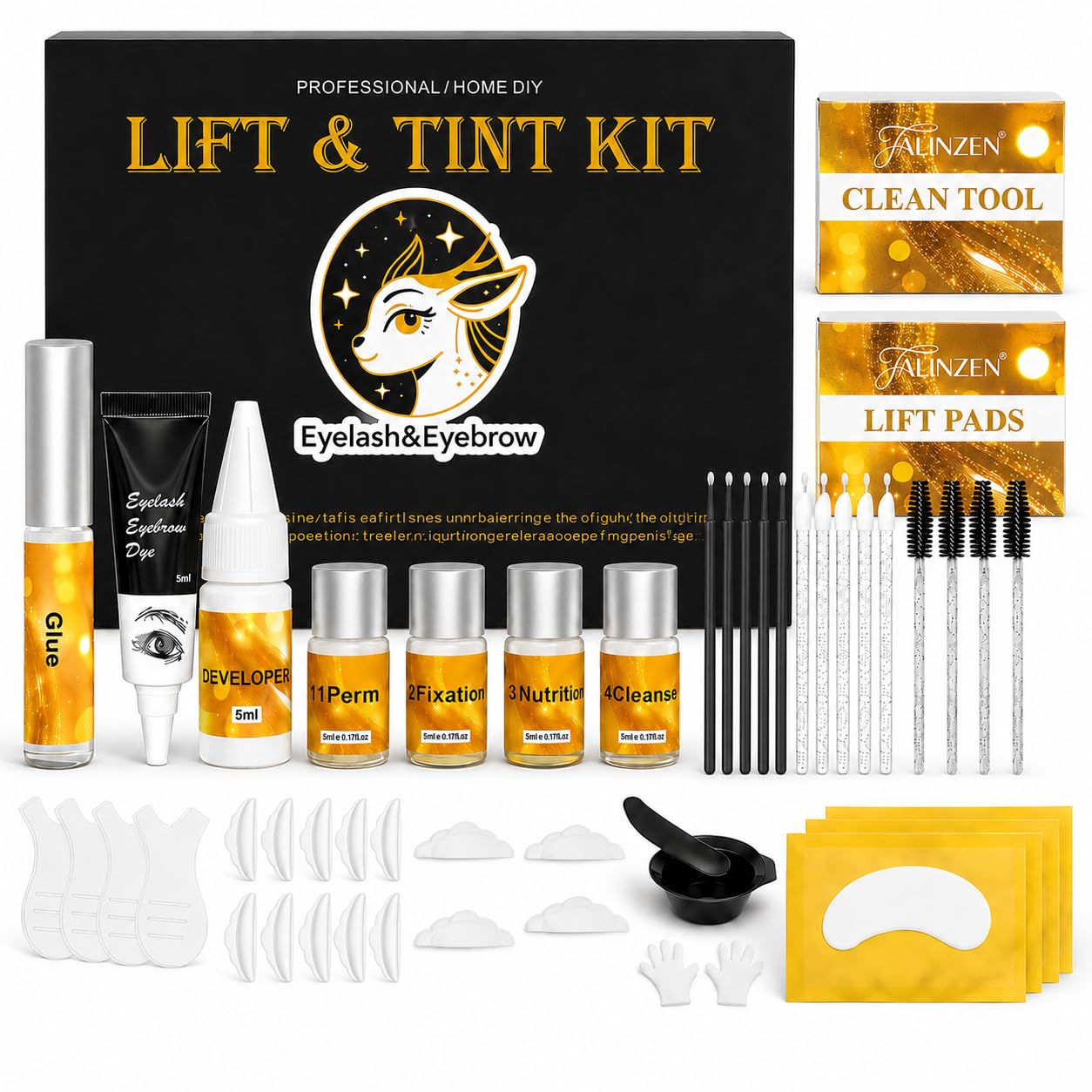 Black Color Lash Lift Kit Brow Lamination Kit - Long Lasting/Professional Results/Easy to Use/Waterproof/Complete Tools