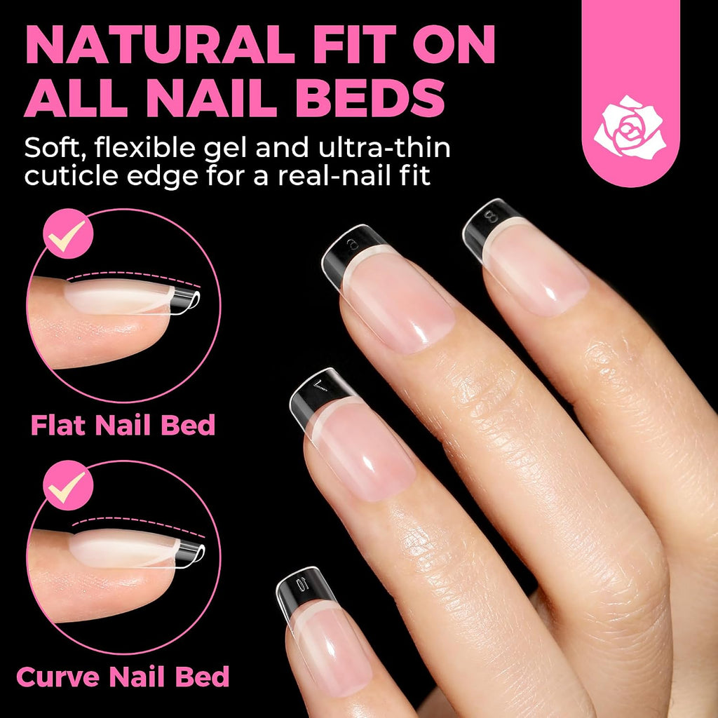 Nail Tips Square 504PCS Short Square Nail Tips Pre Etched