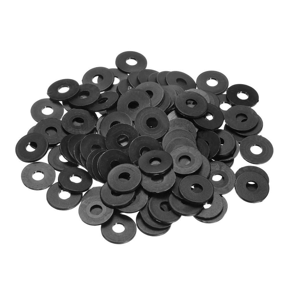 125 Pcs Nylon Flat Washer M4 4mm ID 12mm OD 1mm THK Black