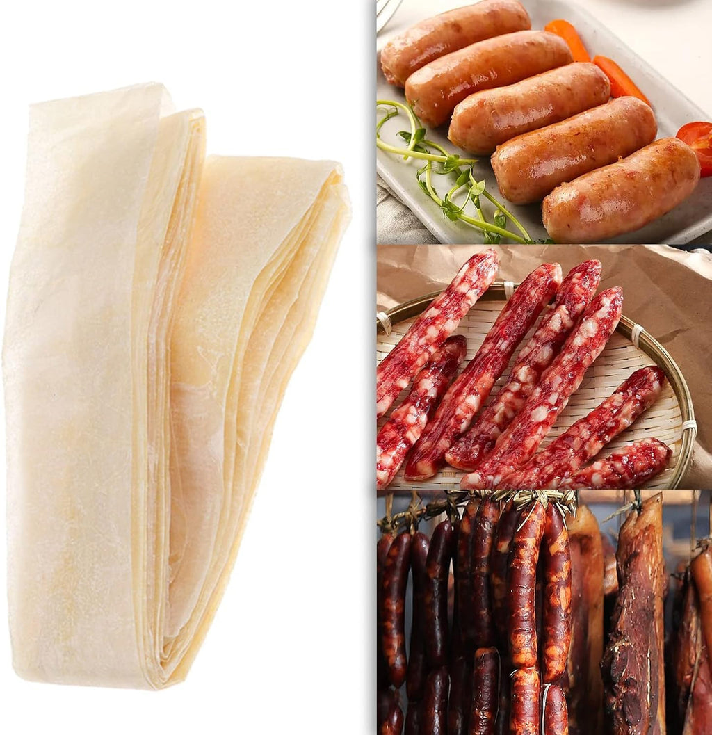 Natural Hog Sausage Casings 8M/26FT — Edible Dry Pig Casings, 32mm Stuffed Diameter (50mm Flat Diameter), Drying