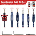 Keewaki 10PCS Countersink Drill Bit Set for Wood with Depth Stop & Case