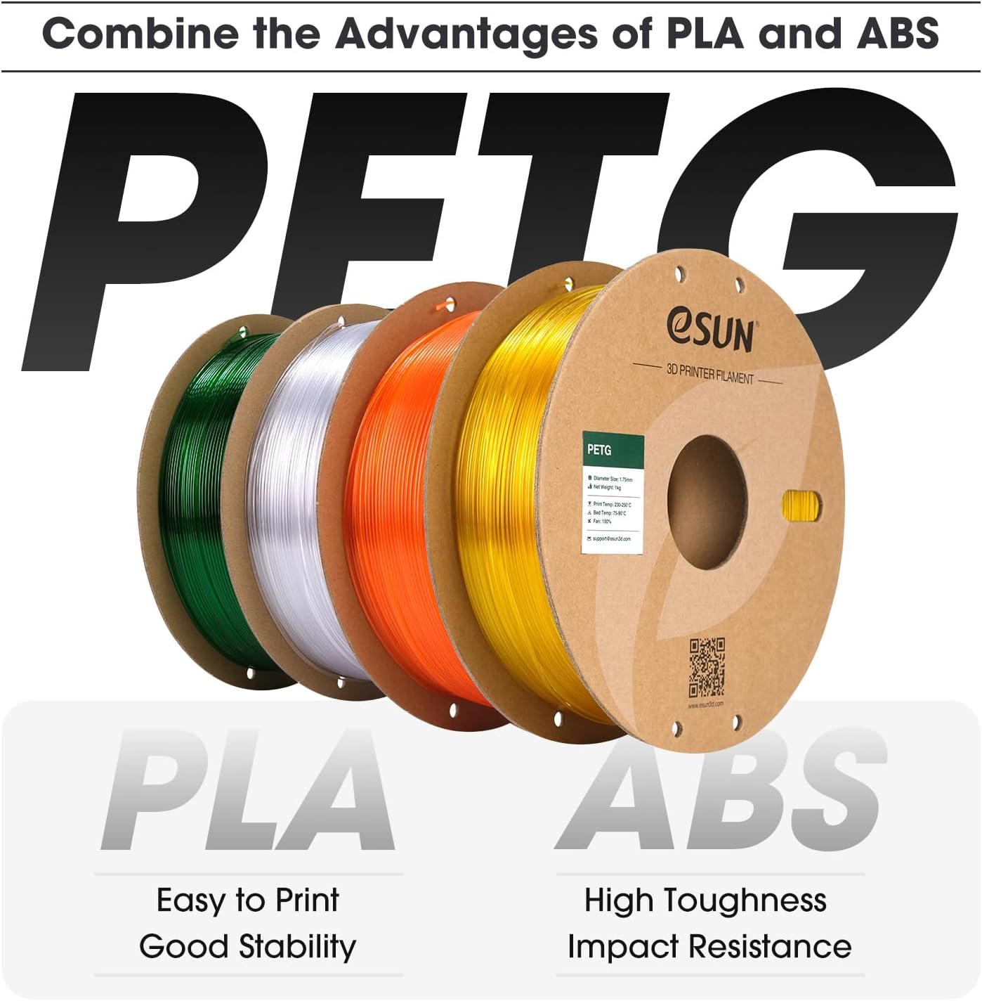 PETG Filament 1.75mm, 3D Printer Filament PETG, Dimensional Accuracy +/- 0.05mm, 1KG Spool (2.2 LBS) 3D Printing
