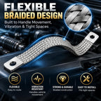 Ground Straps, 1PCS 12 Inch Tin-Plated Copper Braided Engine Ground Strap