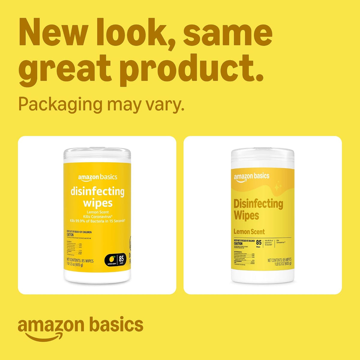 Amazon Basics Disinfecting Wipes, Lemon Scent, for Sanitizing, Cleaning & Deodorizing, 255 Count (3 Packs of 85)