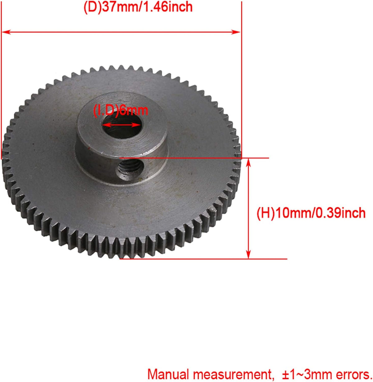 72 Teeth Steel Pinion Gear 6mm Shaft Hole 0.5 Module Spur Gear Small Size for DIY