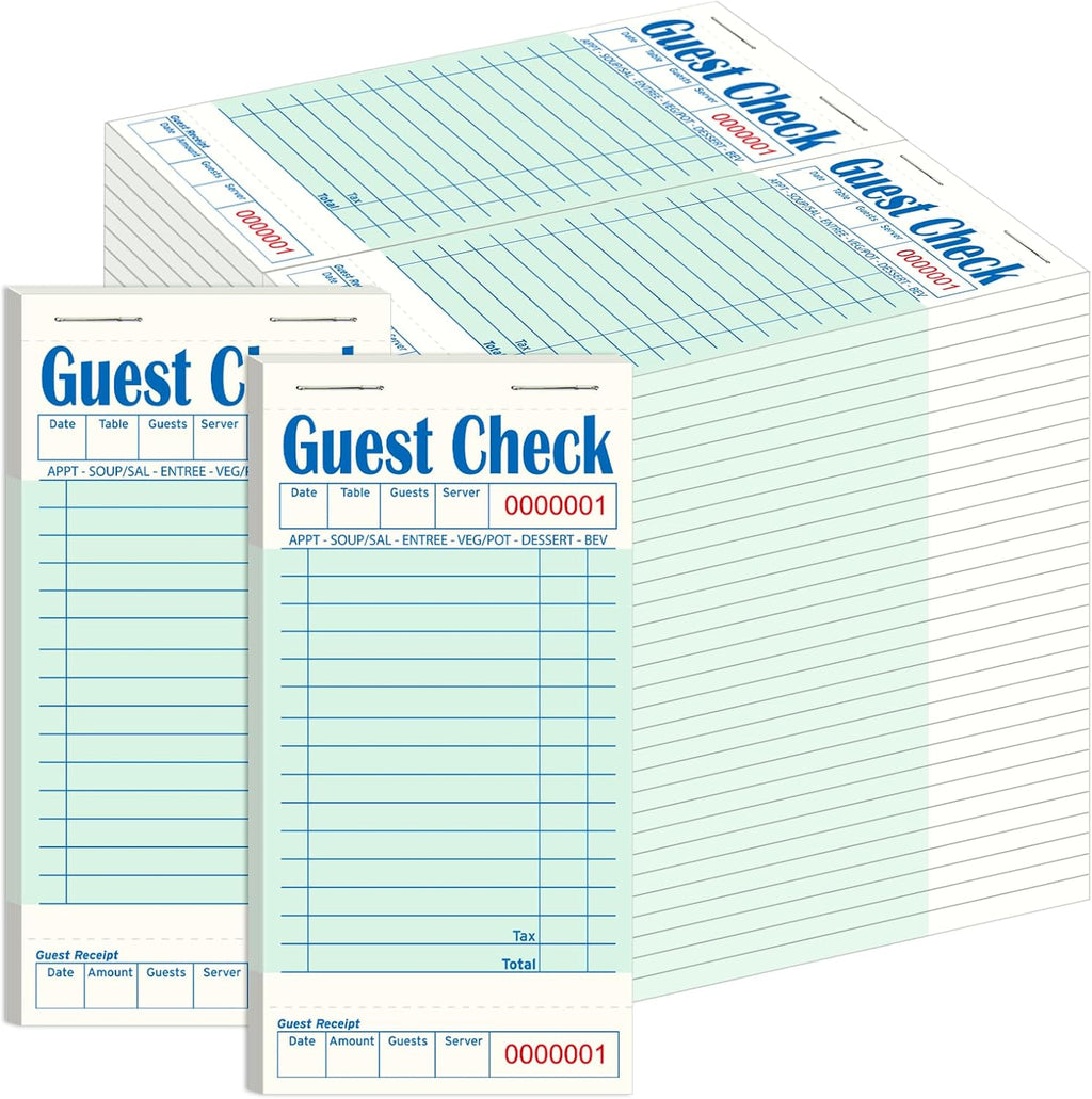 60 Pack/3000 Tickets Guest Checks Books for Servers, Green