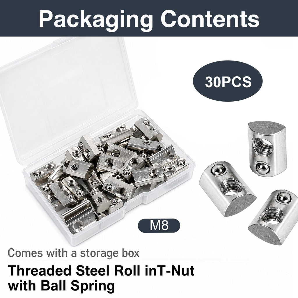 30Pcs M8 Spring T Nuts 4040 Series