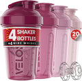 4 Pack 20oz Protein Shaker Bottle for Protein Mixes, Berry Blend | 4x Wire Whisk, Leak Proof Shaker Cups for Protein