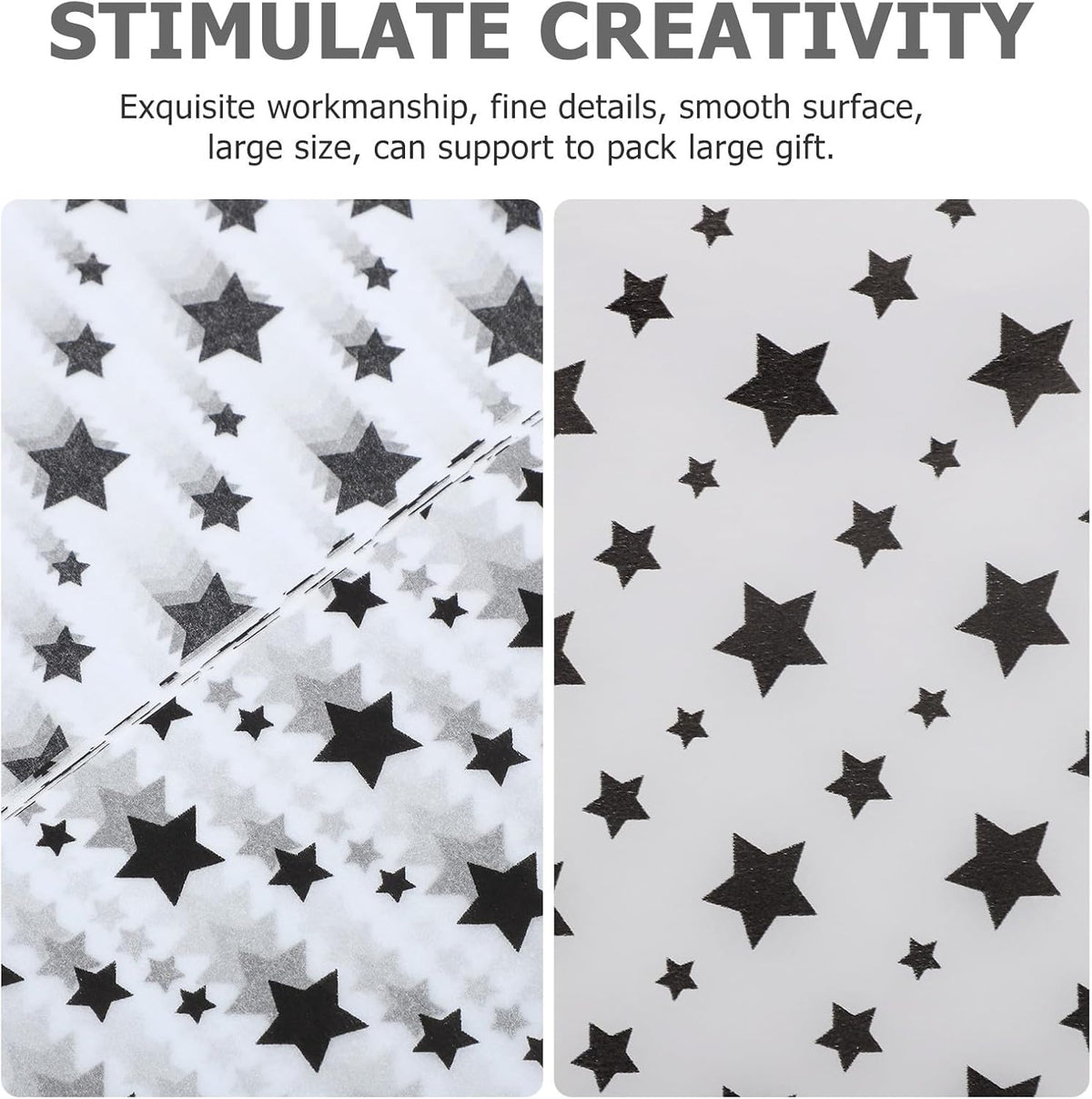 20 Sheets Xmas Halloween Season Black Tissue Paper Wrapping Star Pattern