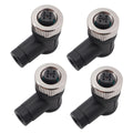 M12 Aviation Connector,4pcs 5-Pin Female Right Angle Socket Panel A Code Field Wireable IP67 Waterproof Industrial Circular Connector